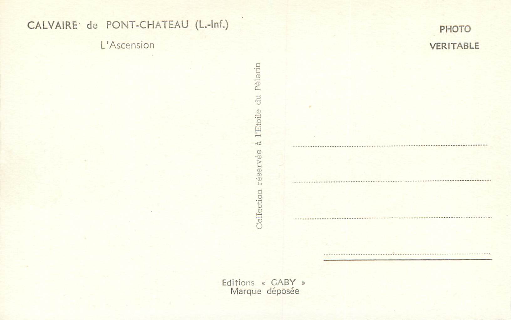 CPM Calvaire de Pontchateau (L Inf) L'Ascension — Back