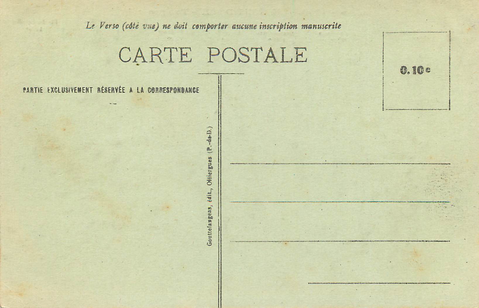 CPA Le Mont Dore Vue Generale — Verso