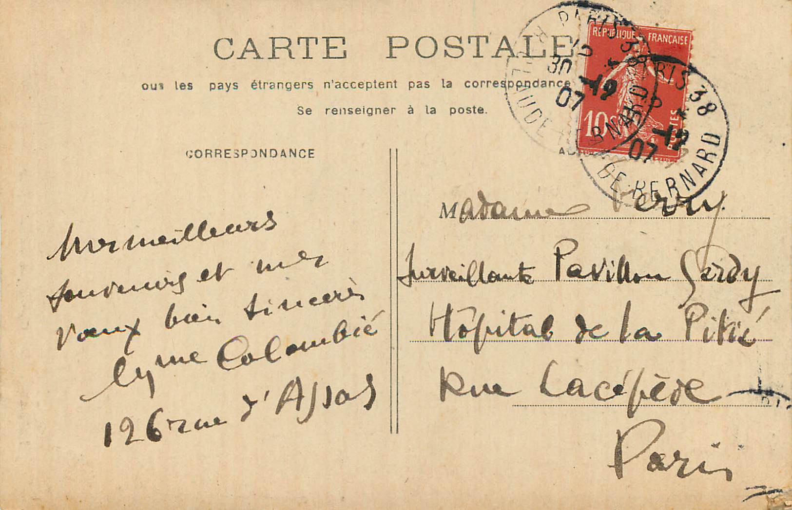 CPA Paris Obelisque de Louqsor — Rückseite