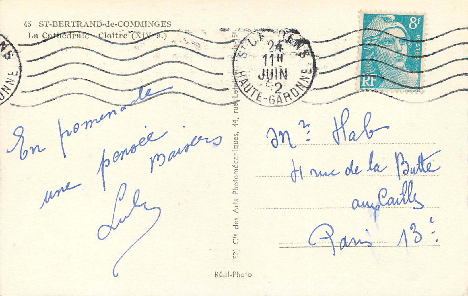 CPM St Bertrand de Comminges la Cathedrale Cloitre (XIVe S) — Verso