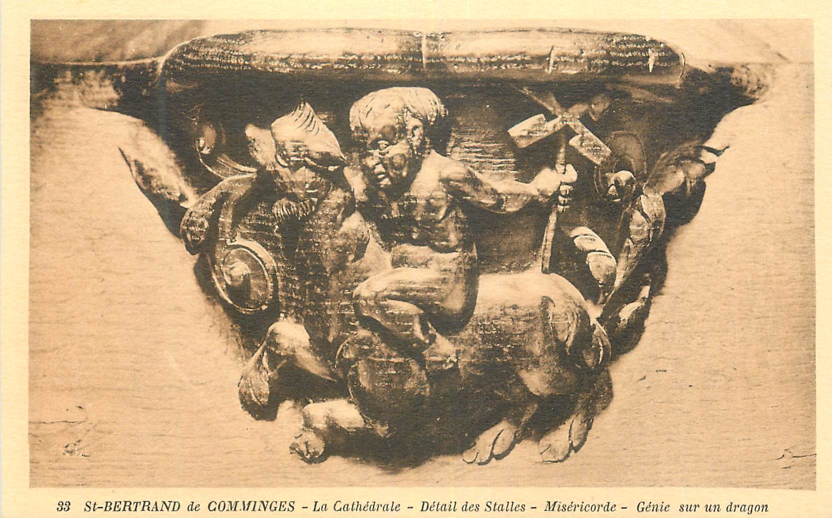 St-Bertrand de Comminges - Die Kathedrale - Detail der Stühle - Mitleid - Genius auf einem Drachen