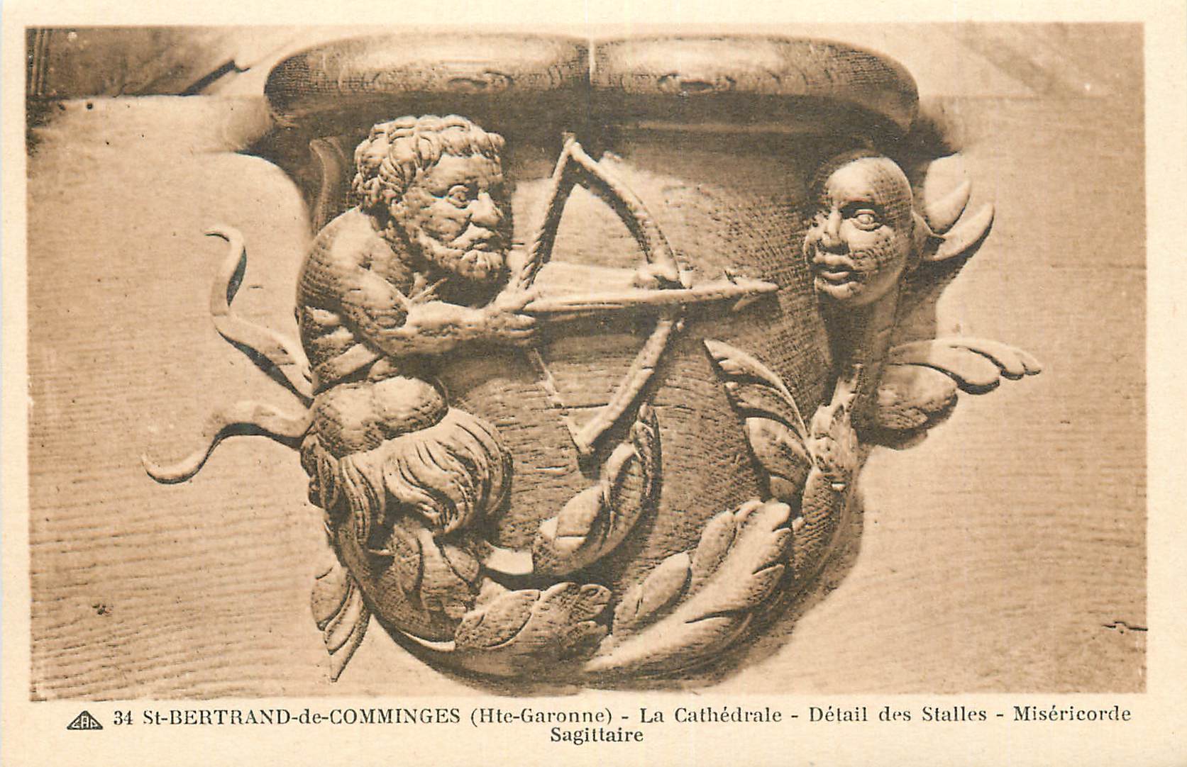 CPA Saint Bertrand de Comminges La Cathedrale Detail des Stalles Misericorde Sagittaire