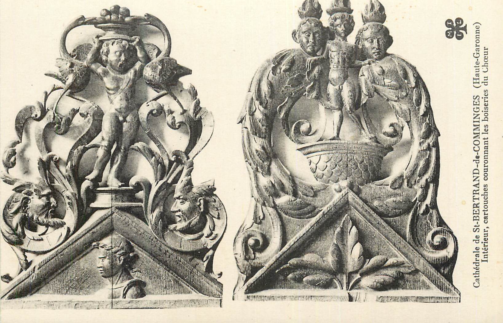 CPA Cathedrale de Saint Bertrand de Comminges (Haute Garonne) Interieur Cartouches Couronnant les Boiseries du Choeur