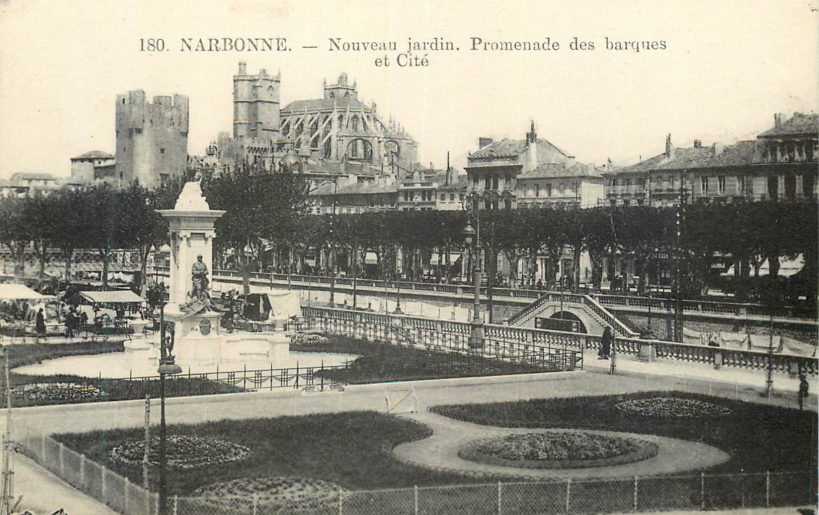 CPA Narbonne Nouveau Jardin Promenade des Barques et cite