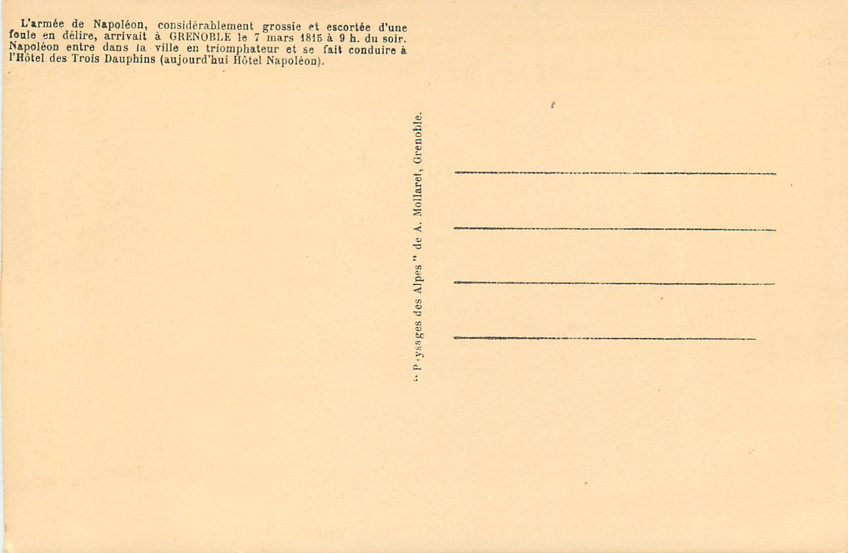 CPA Vallee du Graisivaudan Grenoble Capitale du Dauphine L'isere et les Alpes — Verso