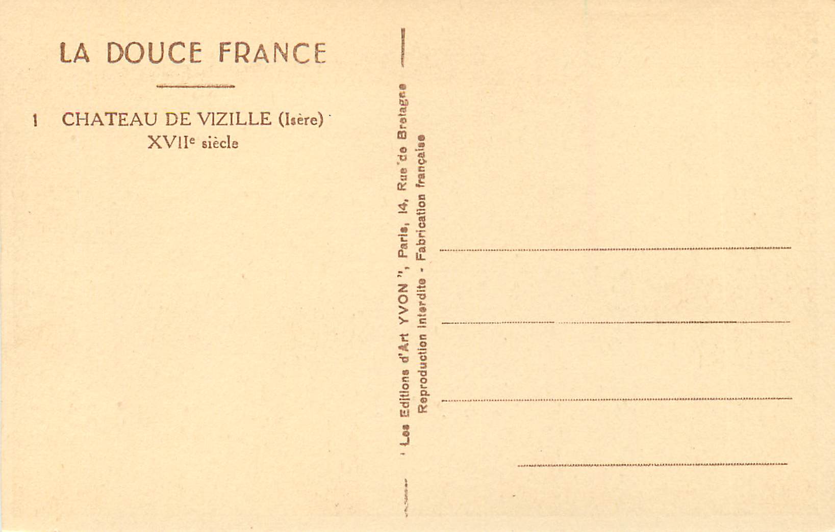 Château de Vizille — XVIIe siècle — Éditions Yvon, Paris — Reverso