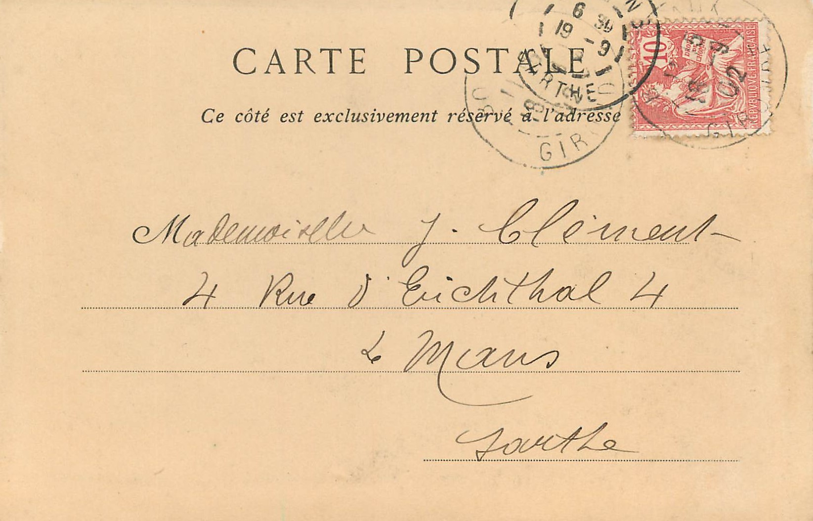 CPA Bordeaux Porte du Palais (carte 1900) — Verso