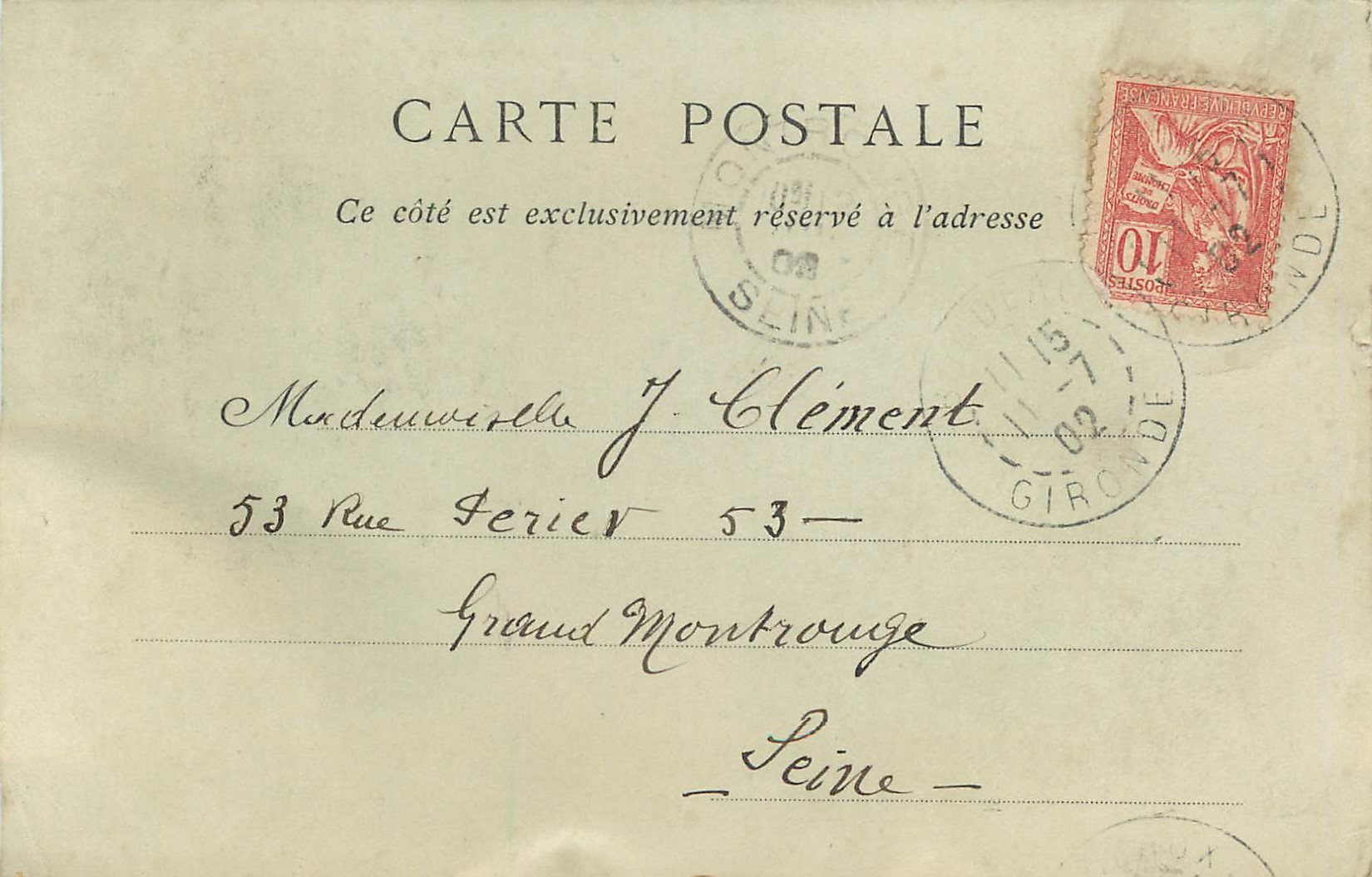 CPA Bordeaux La Place de la Comedie (carte &900) — Verso