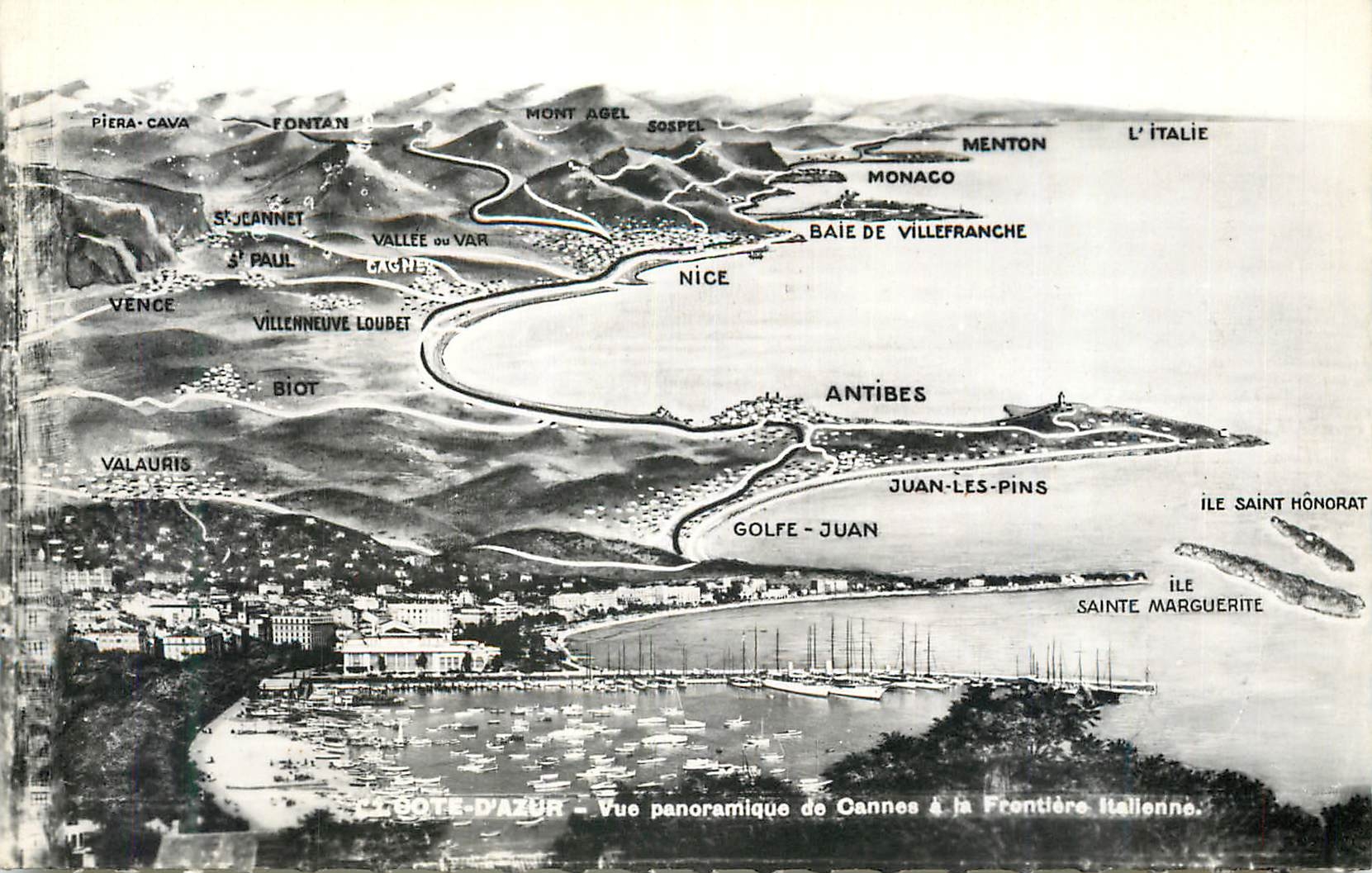 CPM La Cote d'Azur Vue Panoramique de Cannes et la Frontiere Italienne
