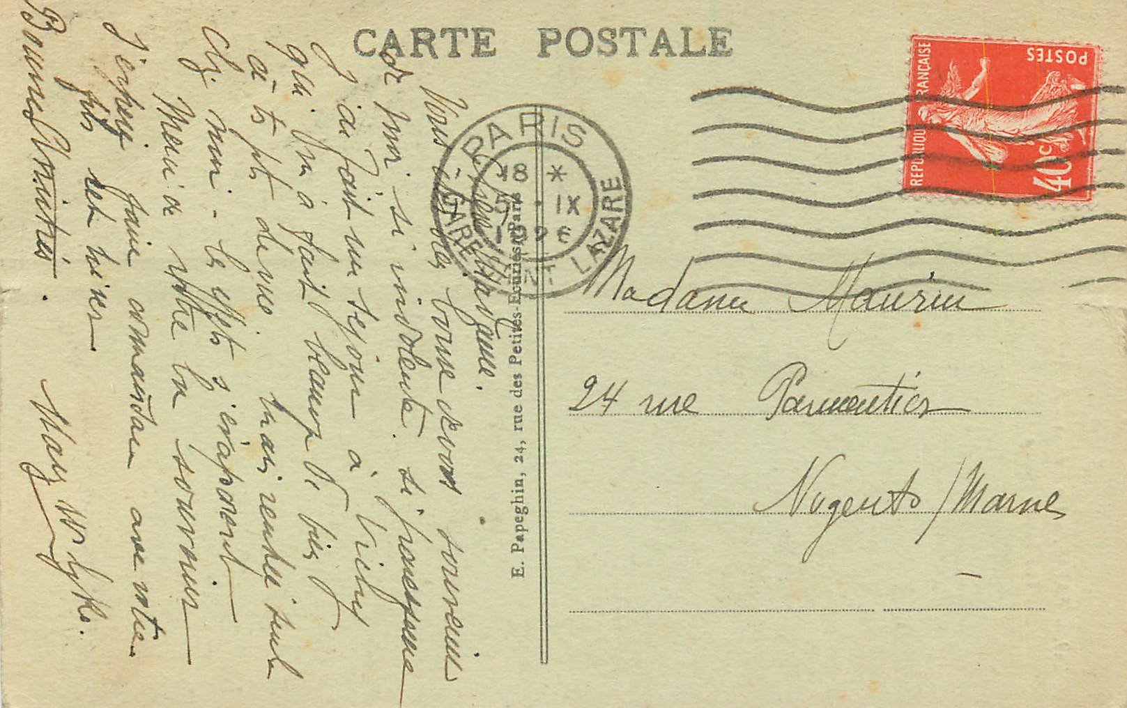 CPA Paris Le senat A P — Rückseite