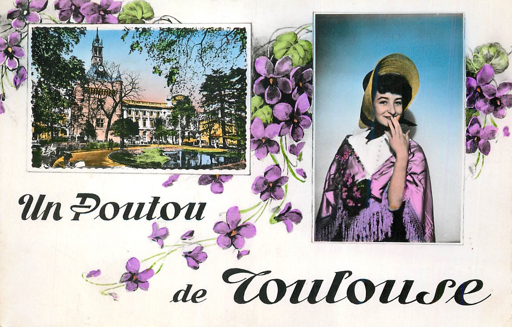 CPM Un Poutou de Toulouse Le Donjon du Capitale Costume Regional La Toulousaine