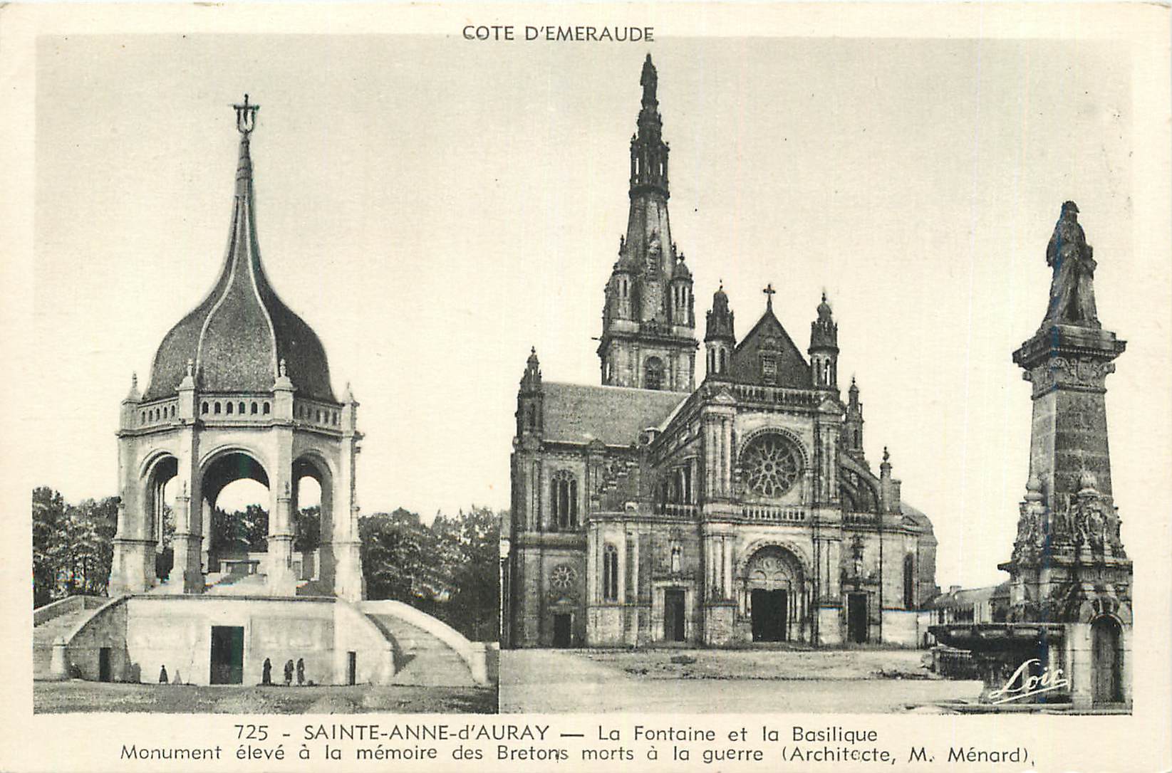 CPA Saint Anne d'Auray La Fauntaine et la Basilique Monument eleve a la Memoire des Bretons morts a la Guerre