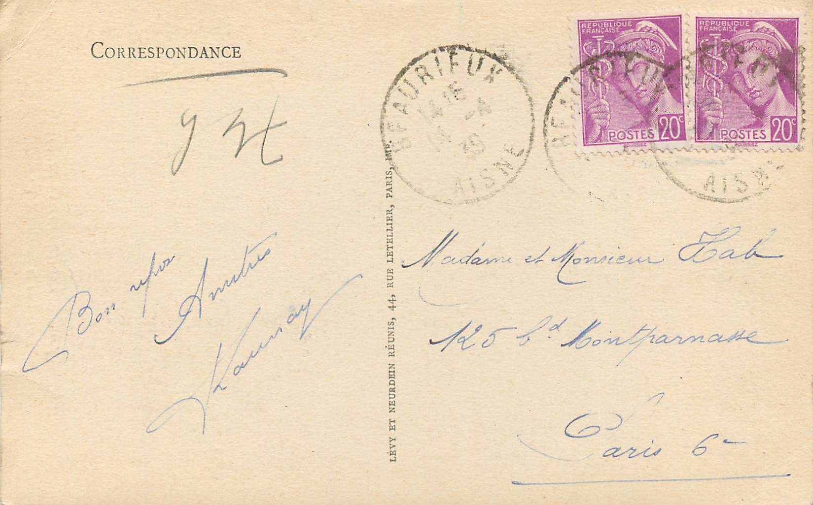 Église de CHAUDARDES (Aisne) — Portail de la façade (XIVe siècle) — Vierge 1904 — Rückseite