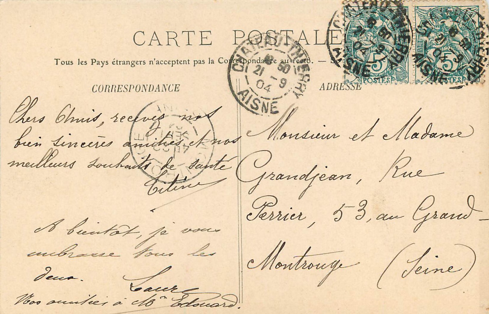 Château-Thierry — Une Tour du vieux Château — Collection E. S. — Rückseite