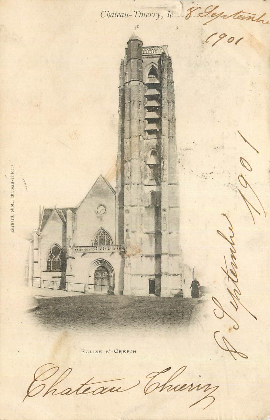 CPA Chateau Thierry Eglise St Crepin (carte 1900)