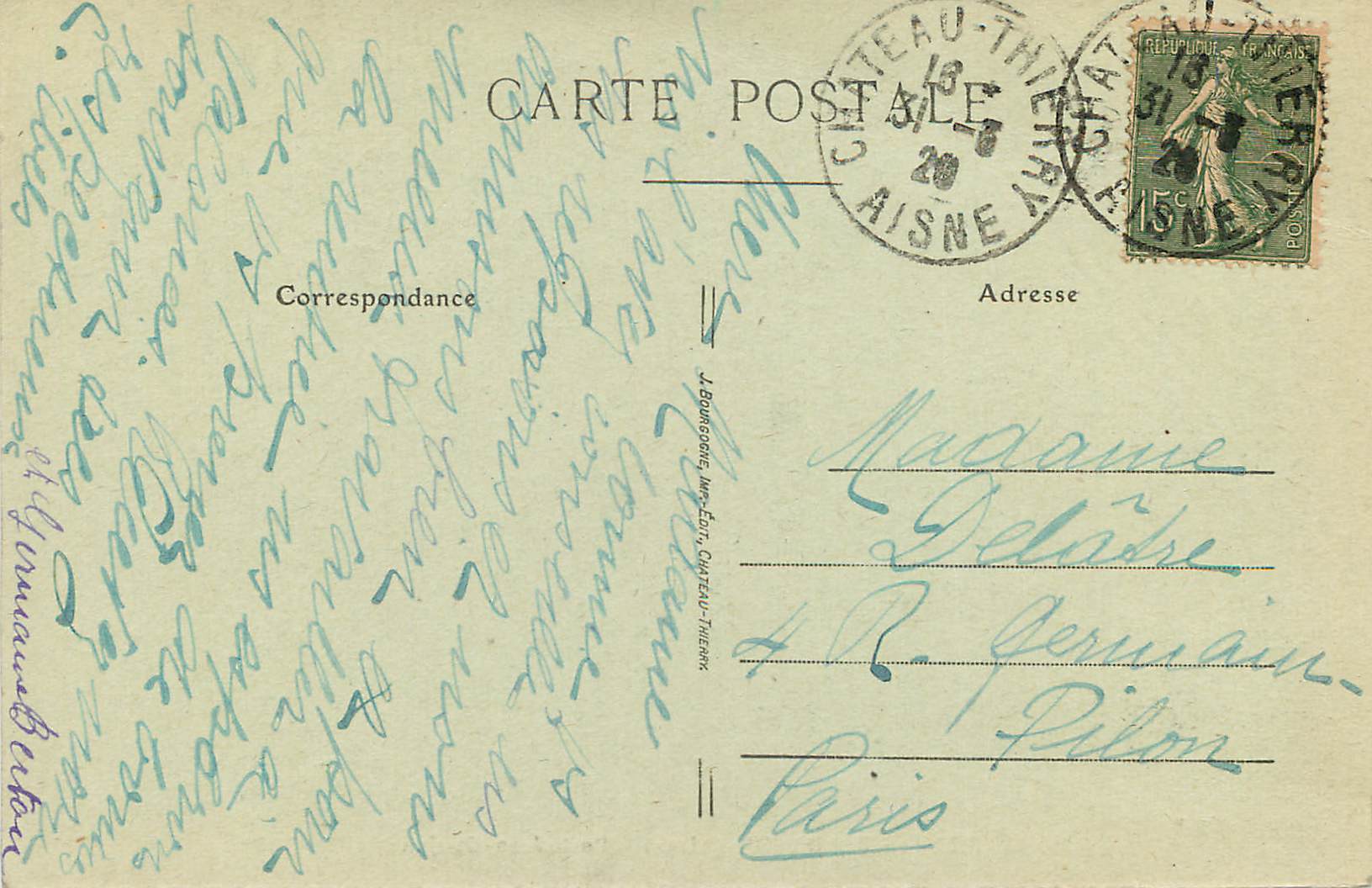 CPA Fere en Tardenois(Aisne) Porte Jean Goujon — Rückseite