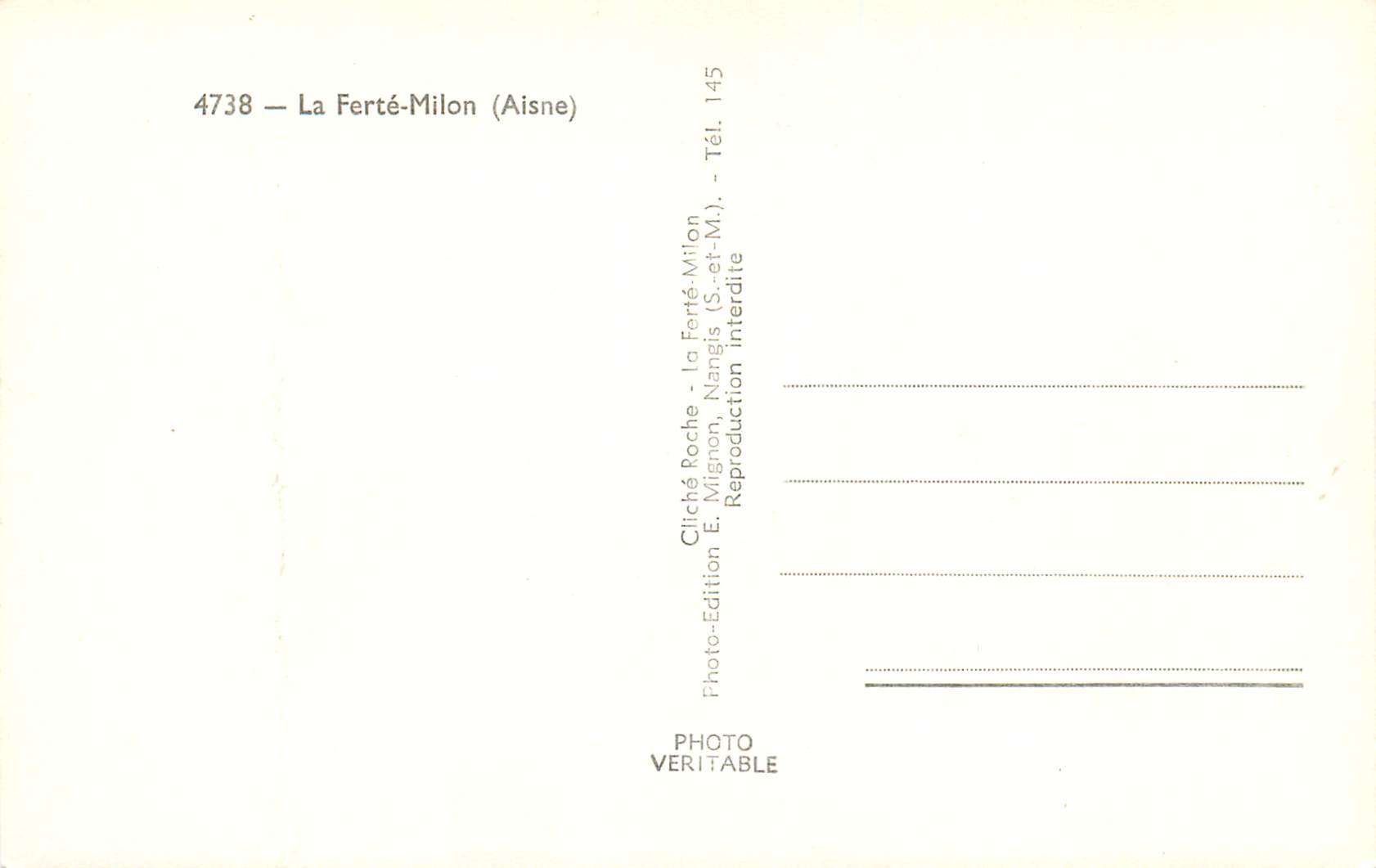 CPM Vue de la  Ville de la Ferte Milon et des Ruines de son Chateau — Rückseite