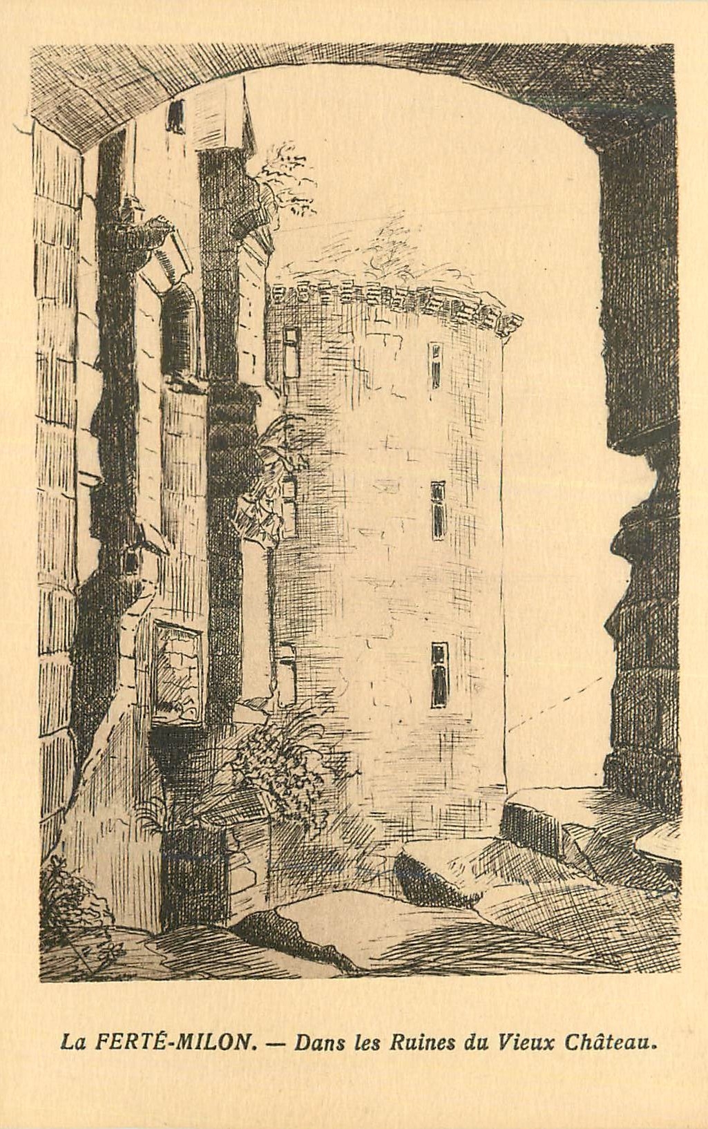 La FERTÉ-MILON — Dans les Ruines du Vieux Château — J. Lanier, La Ferté-Milon