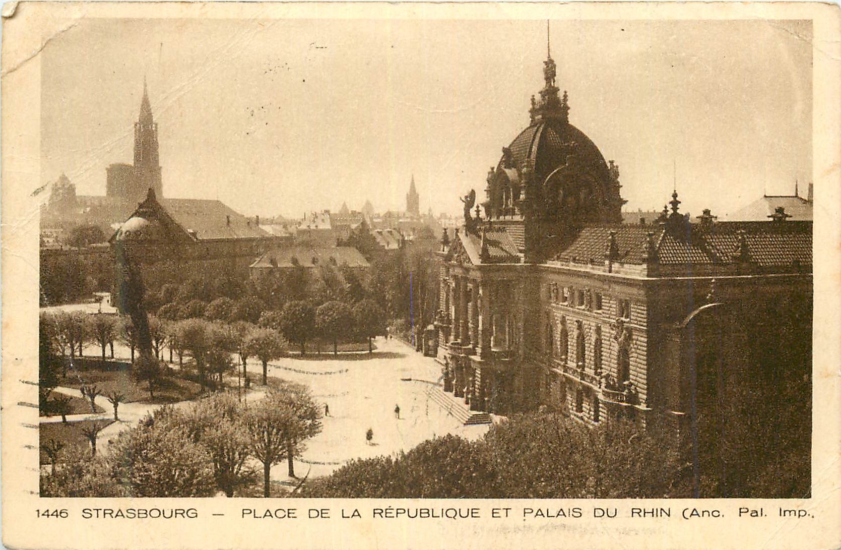 CPA Strasbourg Place de la Republique et Palais du Rhin