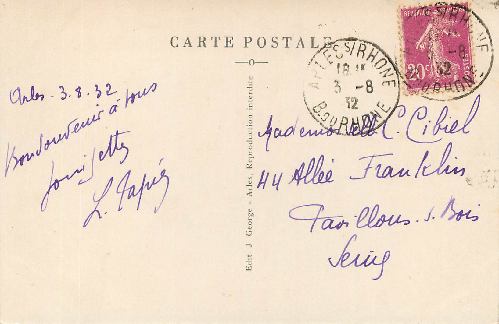 Arles — Le Cloître St-Trophime, les Galeries (XIIe et XIIIe siècles) — Ed. J. George — Verso