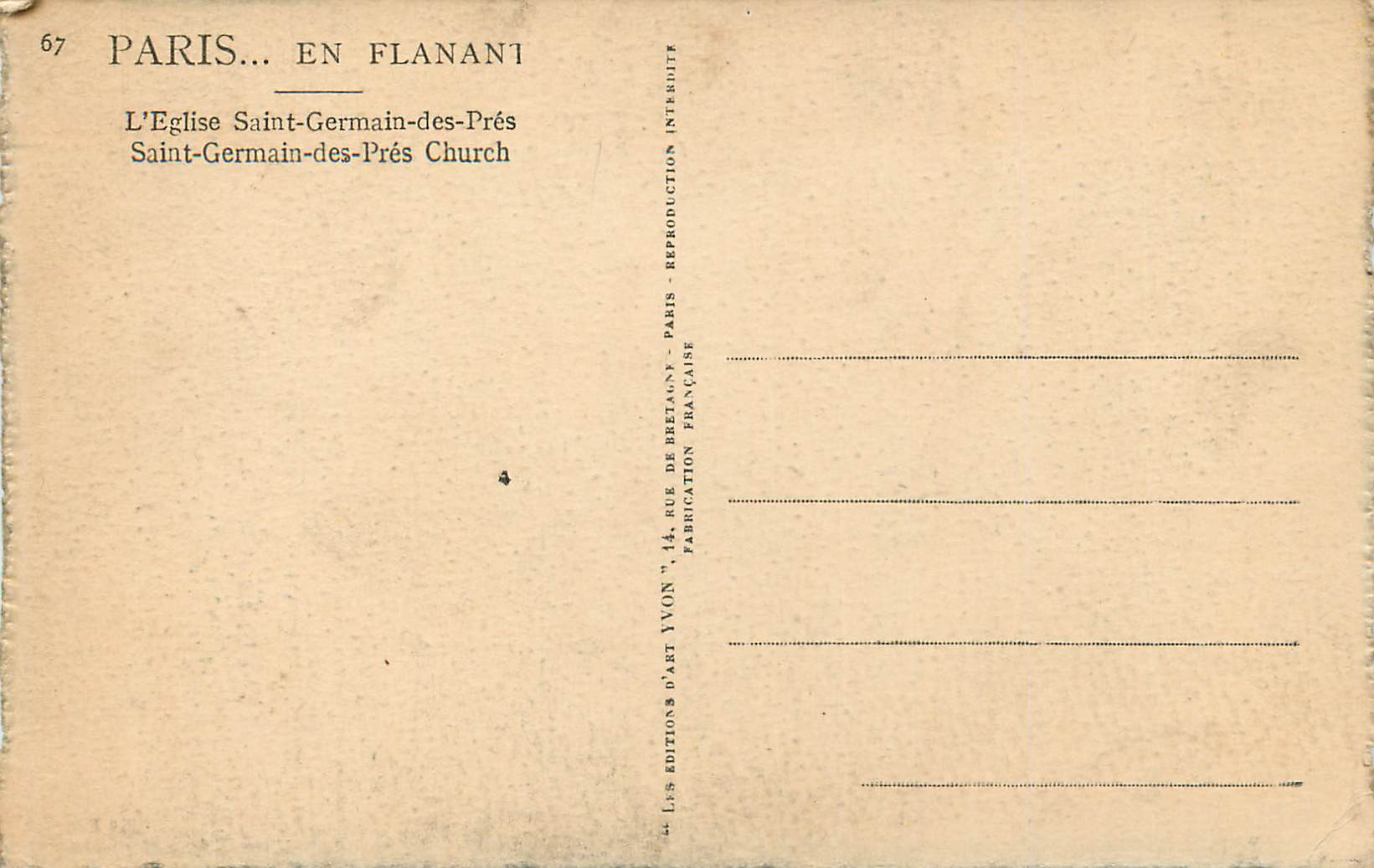 CPA Paris en Flanani l'Eglise Saint Germain des Pres — Back