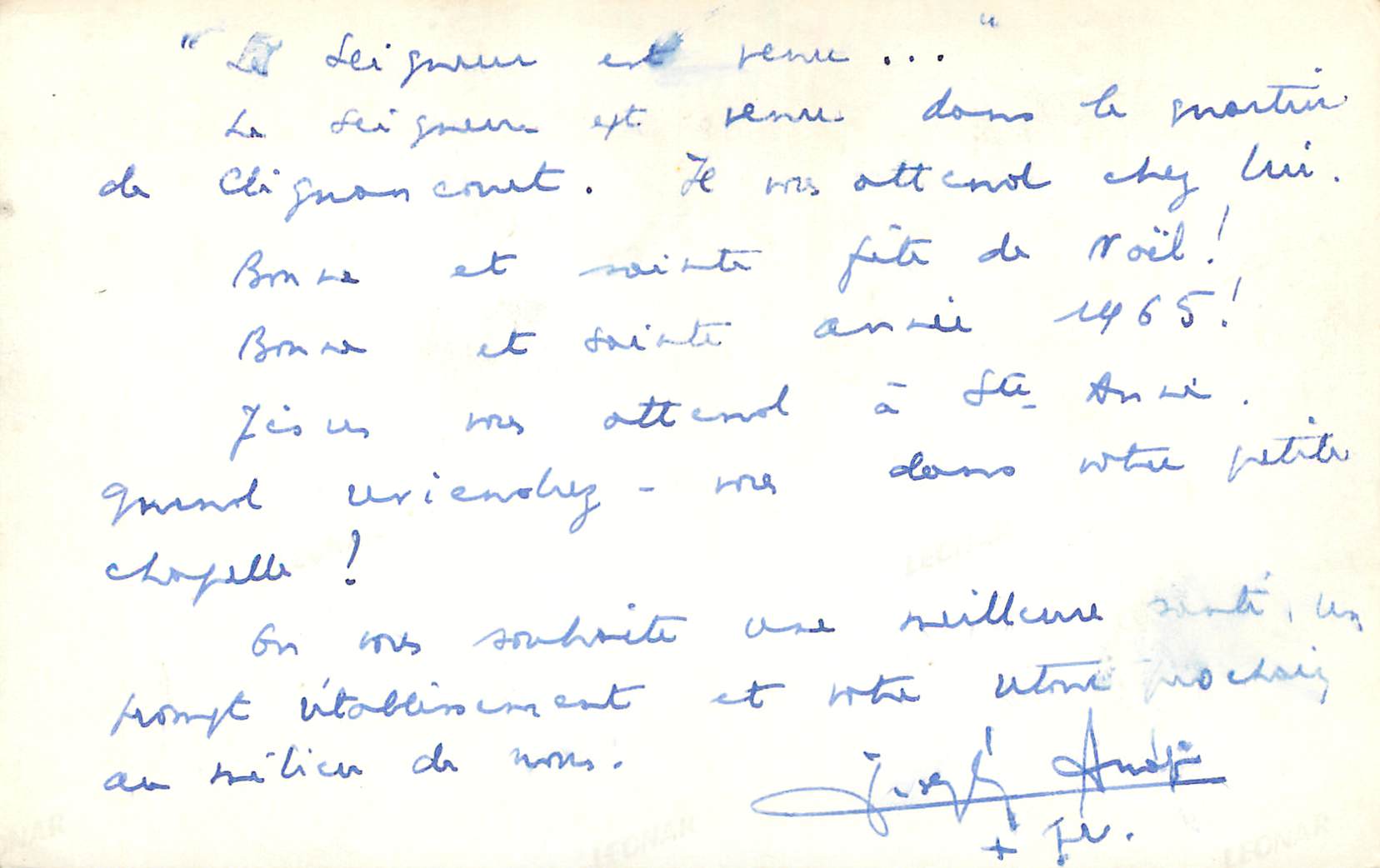 CPM Le seigneur est venu — Rückseite