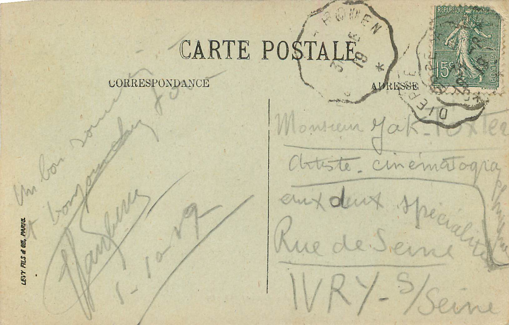 CPA Dieppe le Boulevard Maritime — Verso