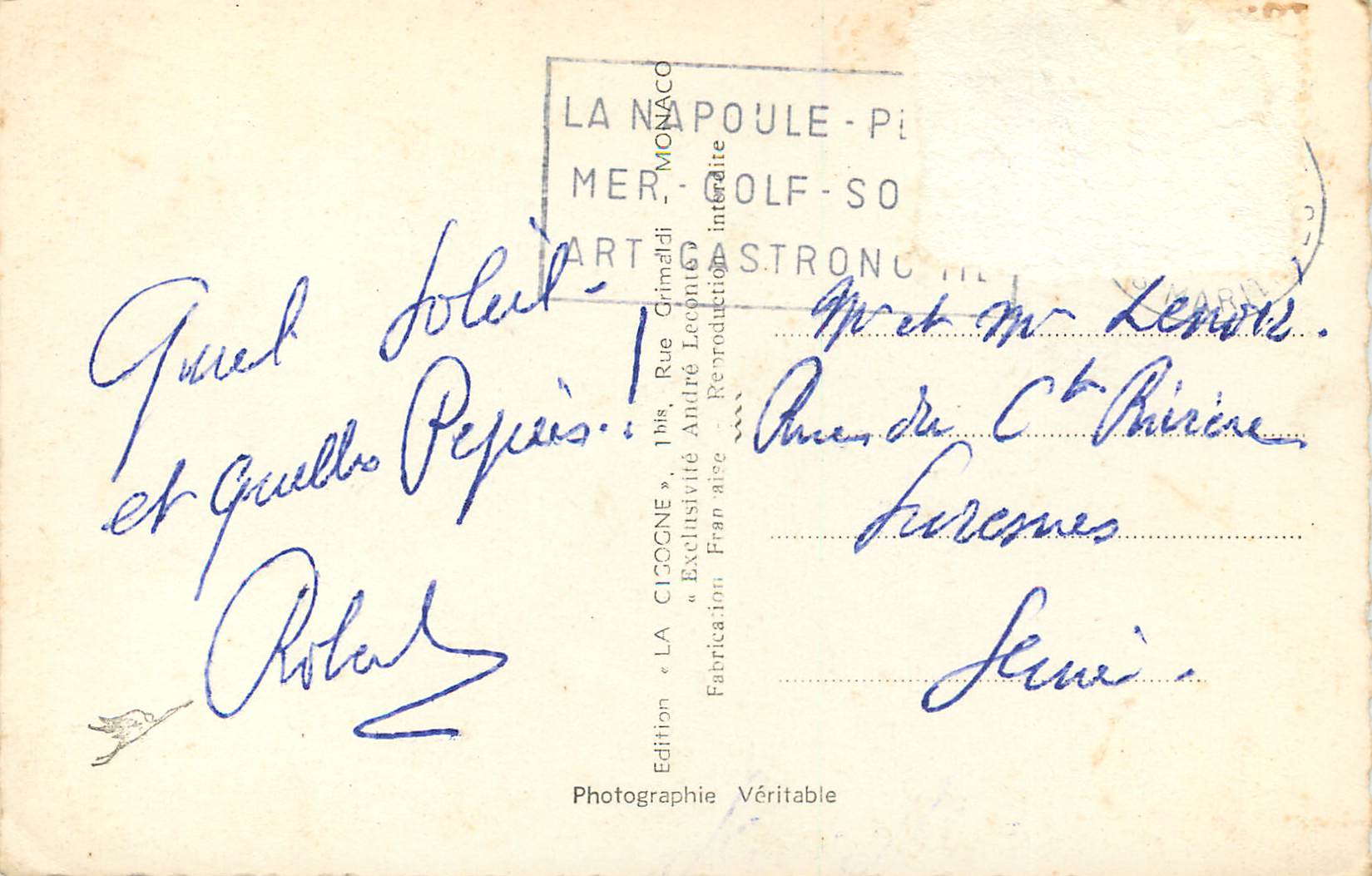 CPM la Napoule la Plage le Chateau et le Golfe — Verso