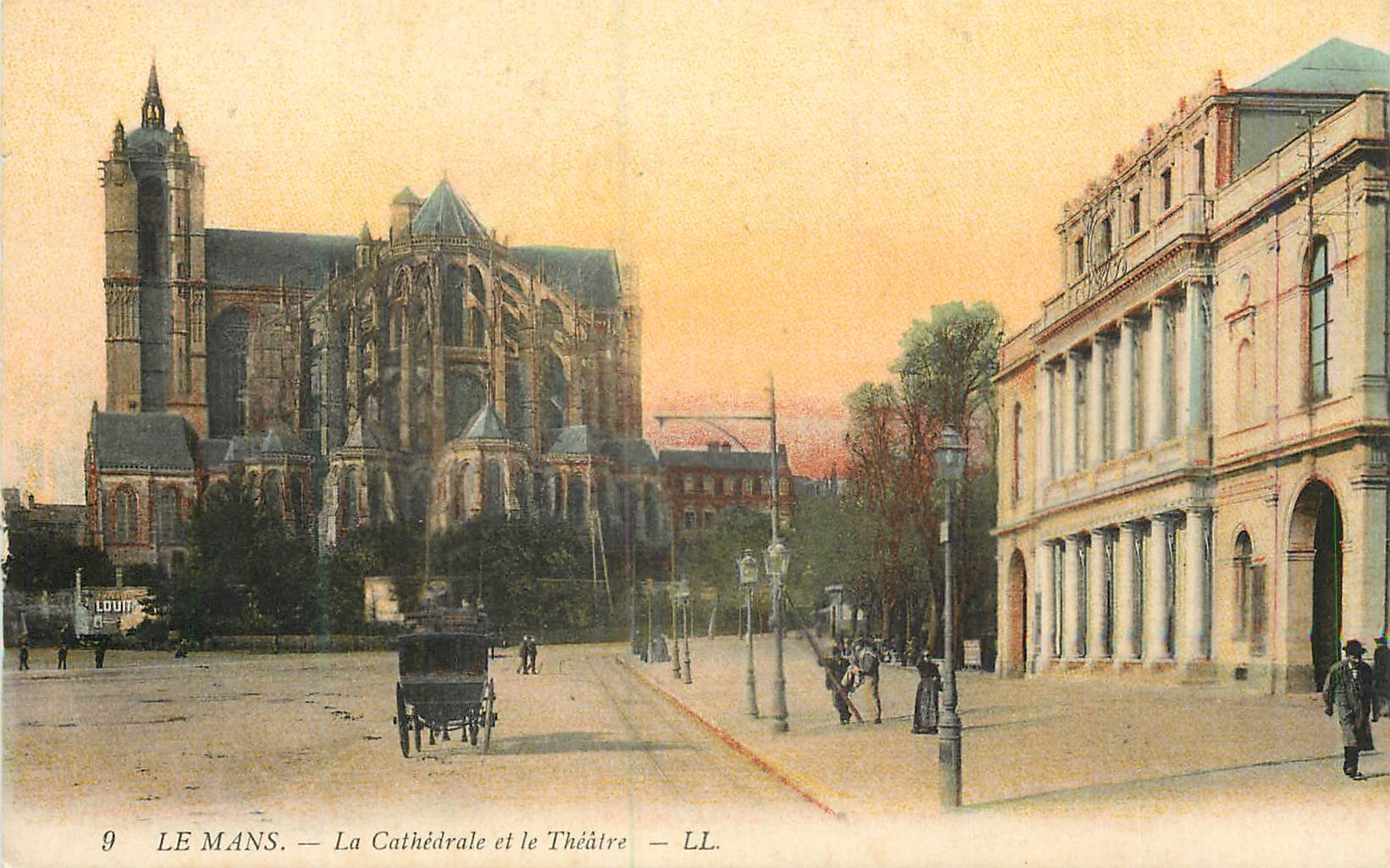 CPA le Mans la Cathedrale et le Theatre