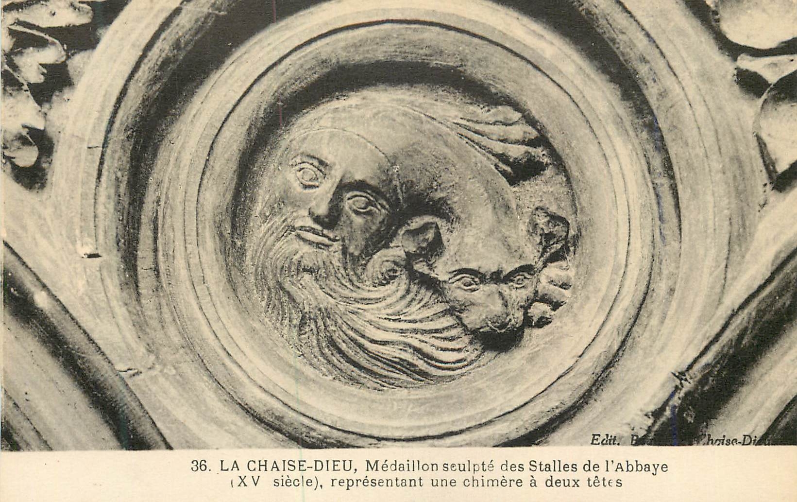 CPA la Chaise Dieu Medaillon sculpte des Stalles de l'Abbaye(XV e siecle)