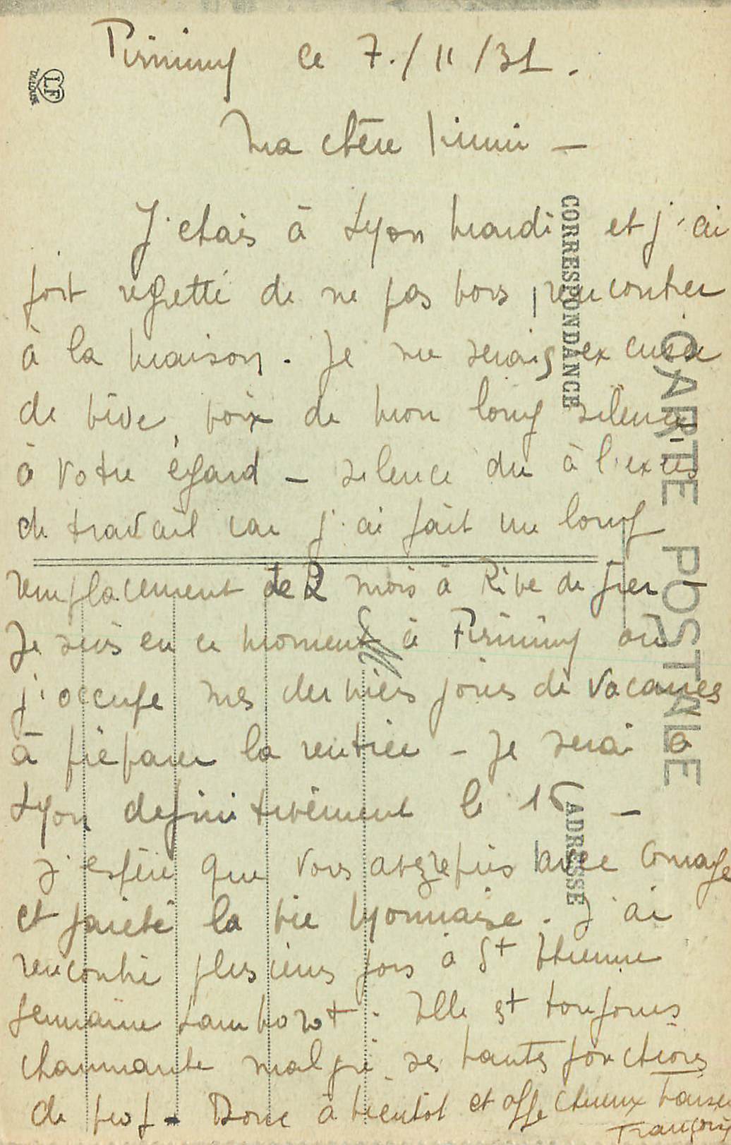 CPA la Lozere Gorges du Tarn les Detroits — Rückseite