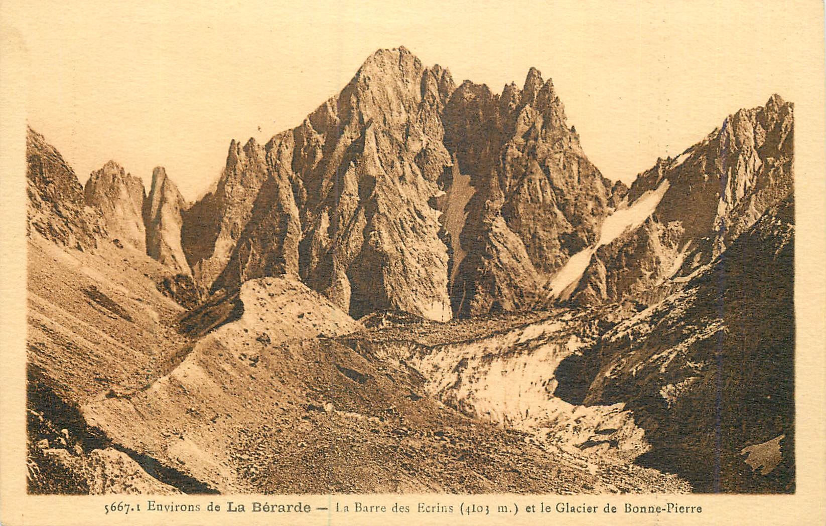 Environs de La Bérarde — La Barre des Ecrins (4103 m.) et le Glacier de Bonne-Pierre — n° 5667.1