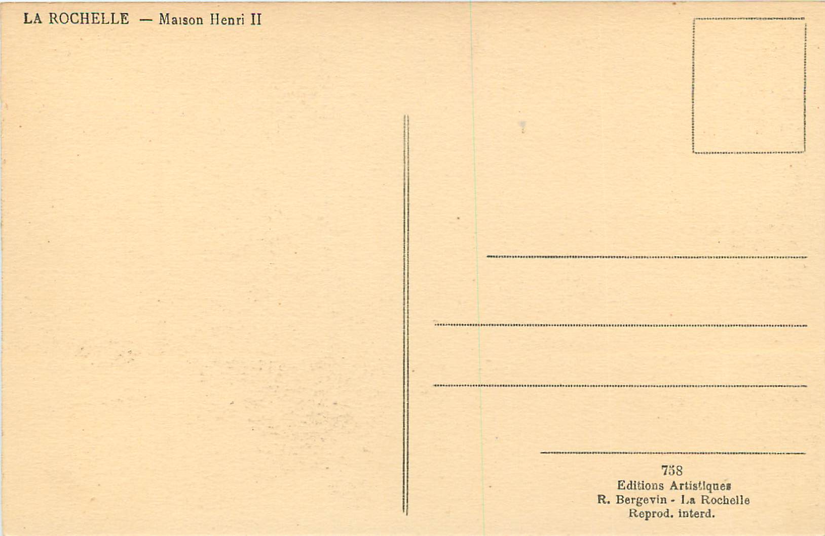 La Rochelle — Maison Henri II — Éditions Artistiques — Rückseite