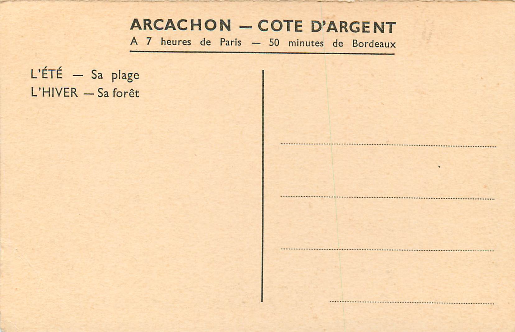 CPA Arcachon Cote d'Argent la Paix Descend — Rückseite
