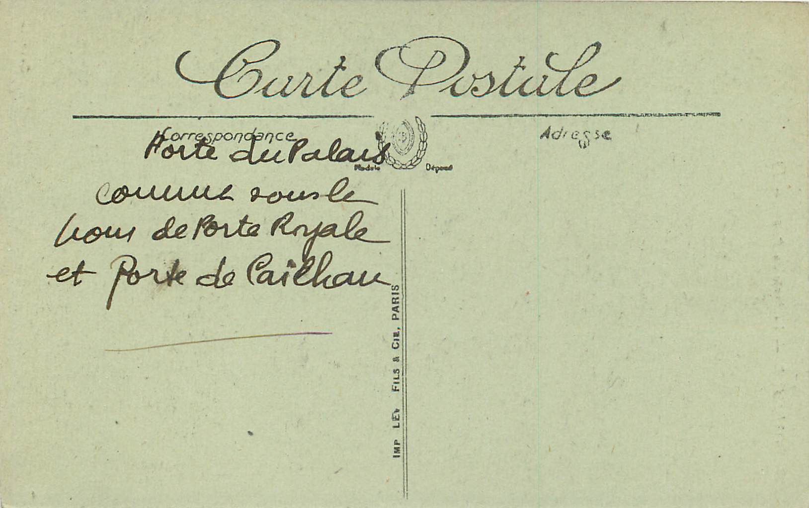 CPA Bordeaux la Porte du Palais — Verso