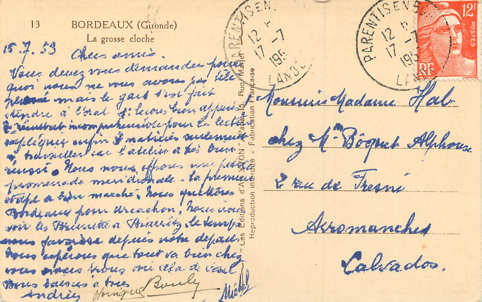 La grosse cloche — Bordeaux (Gironde) — Les Éditions d'Avon — Verso