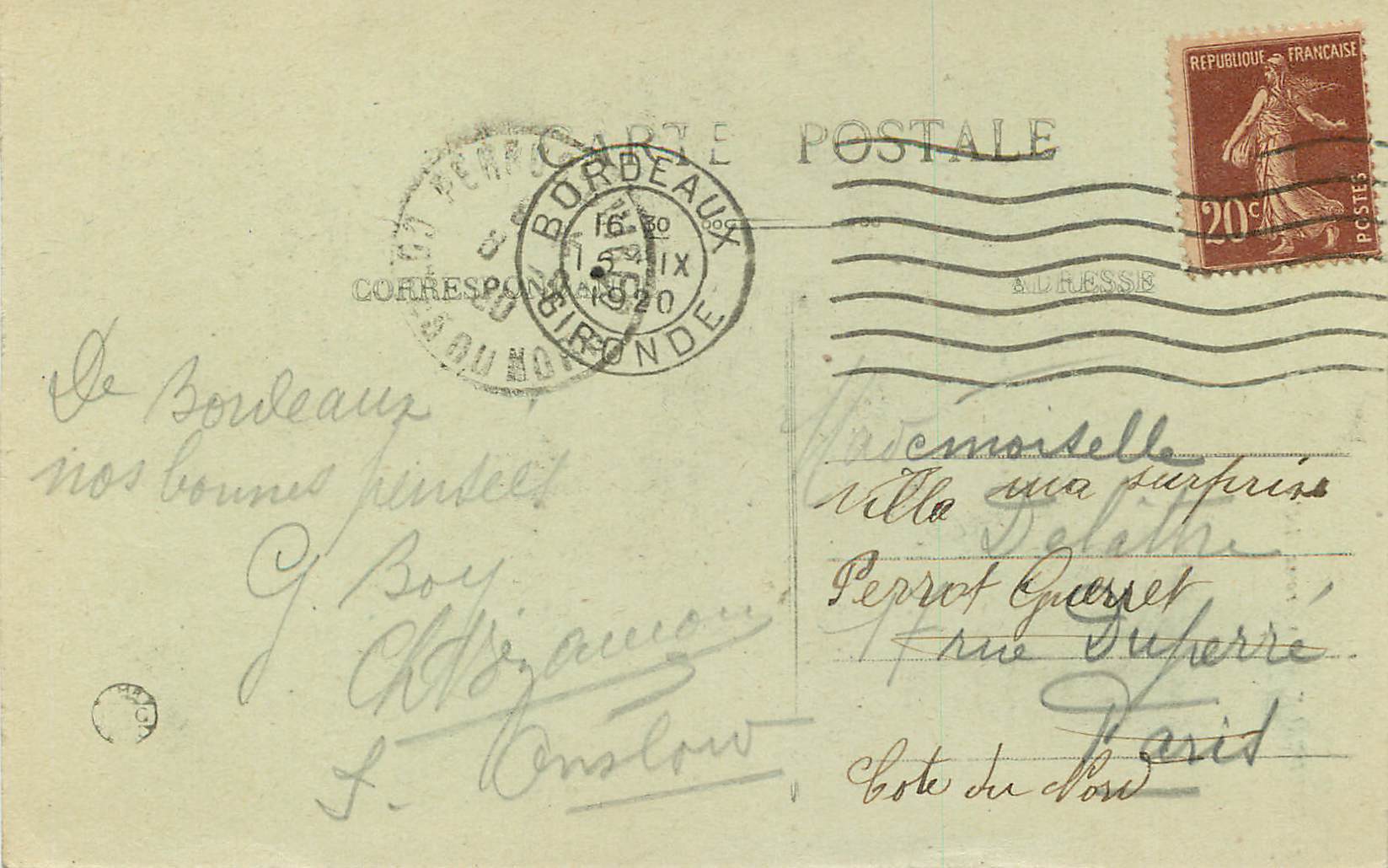 CPA Bordeaux la Grosse Cloche — Verso