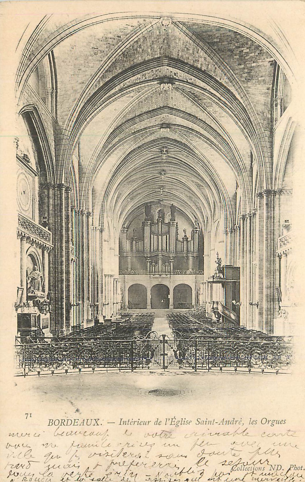 CPA Bordeaux Interieur de l'Eglise Saint Andre les orgues (carte 1900)