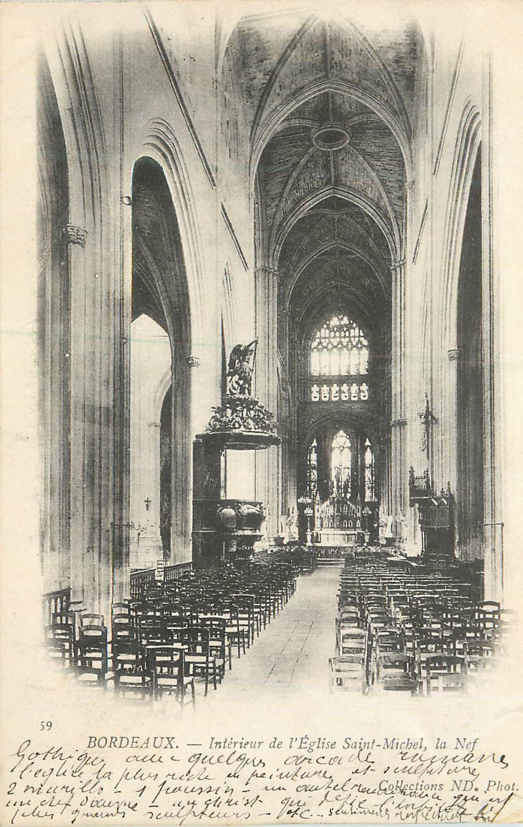 Bordeaux — Intérieur de l'Église Saint-Michel, la Nef — Phot. ND, n° 59