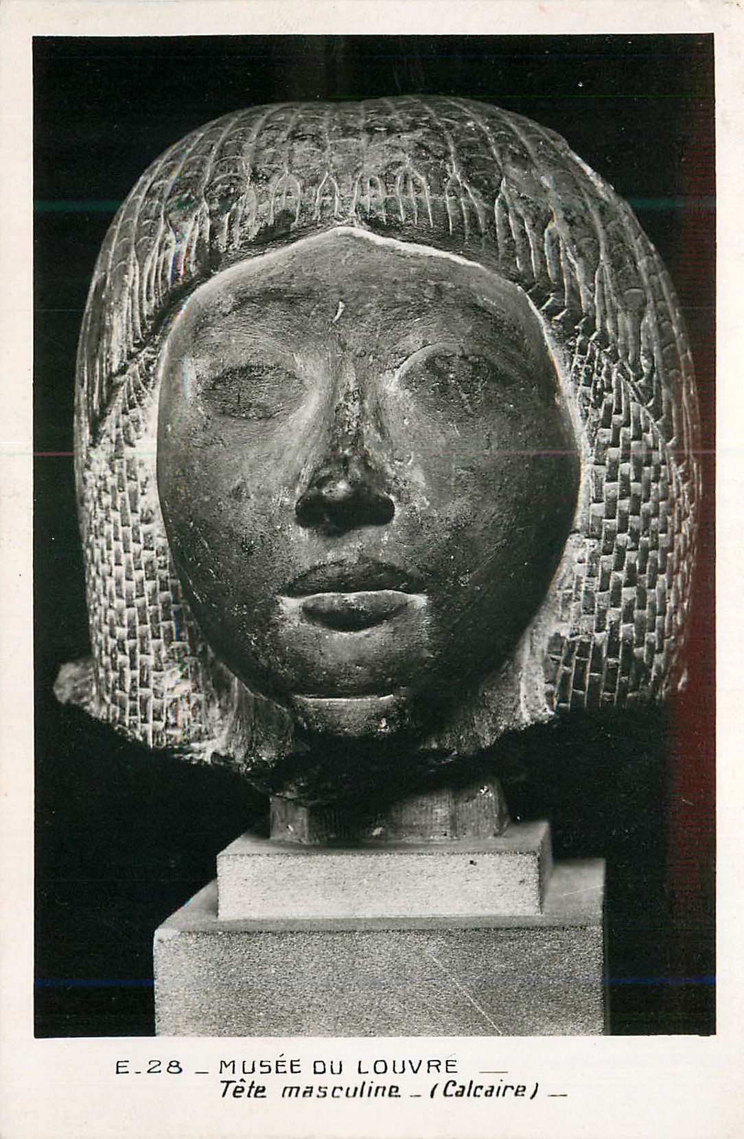 CPA Musee du Louvre Tete Masculine (Calcaire)