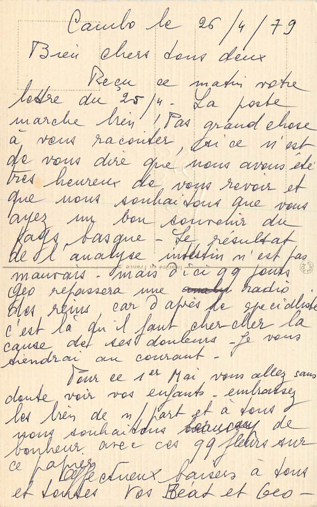 CPA Porte Bonheur Muguet — Verso