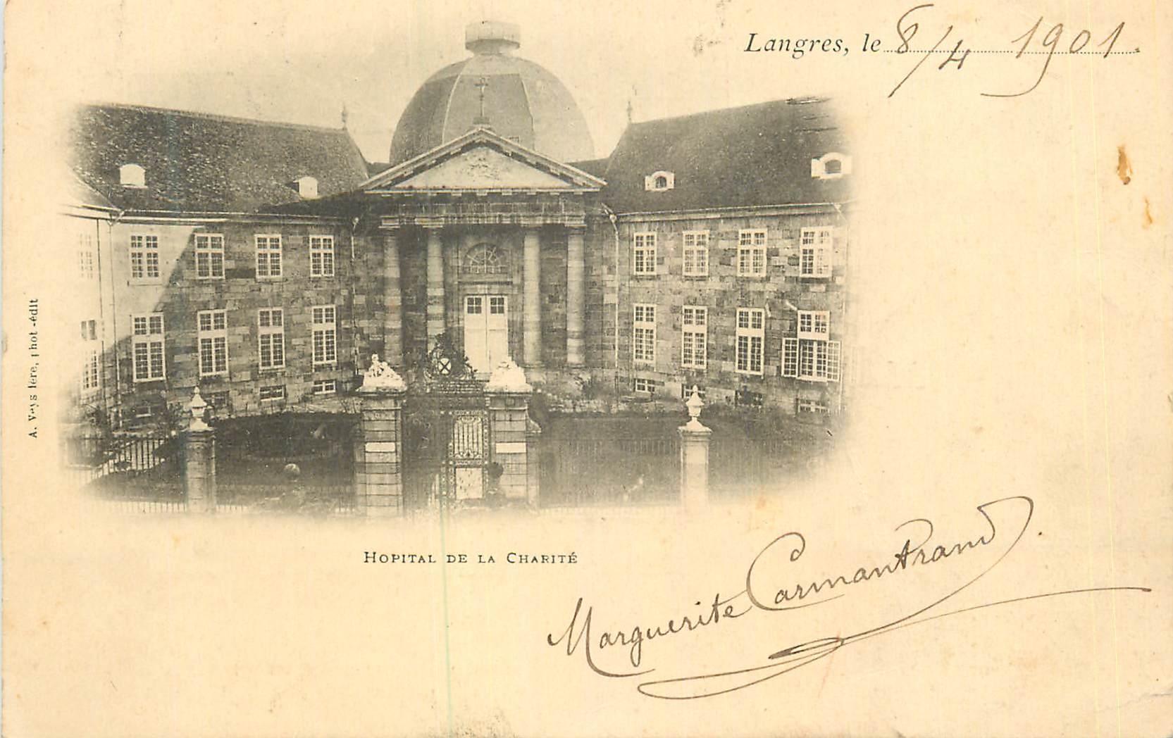 CPA Hopital de la Charite Langres (carte 1900)