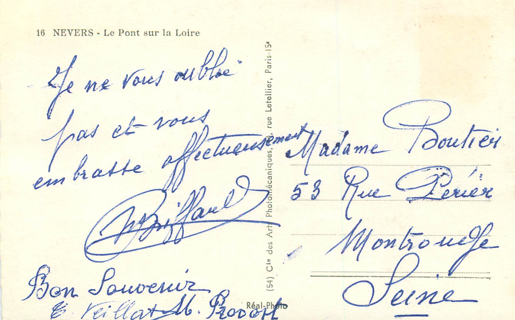 CPM Nevers le Pont sur la Loire — Rückseite