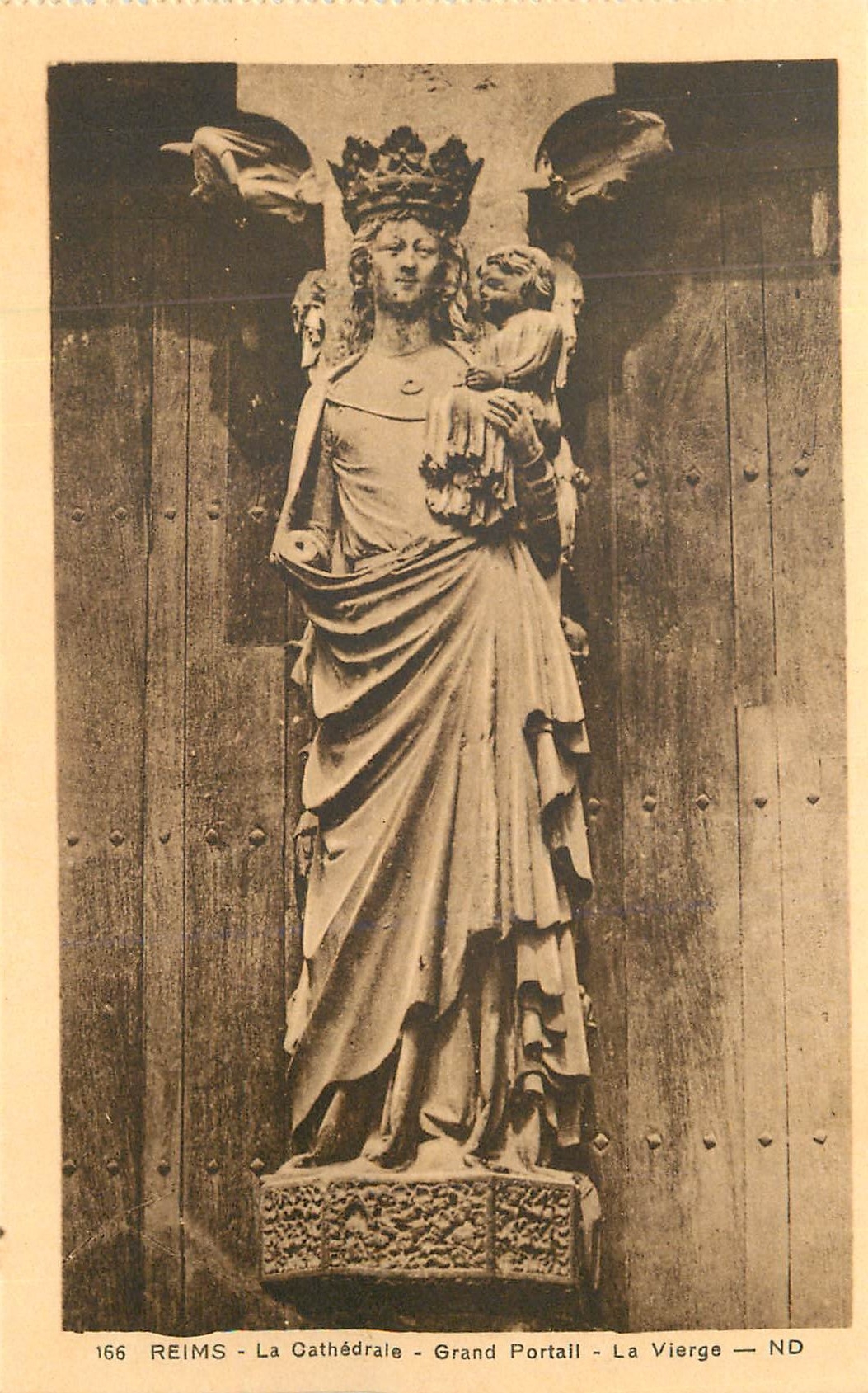 CPA Reims la Cathedrale Grand Portail la Vierge