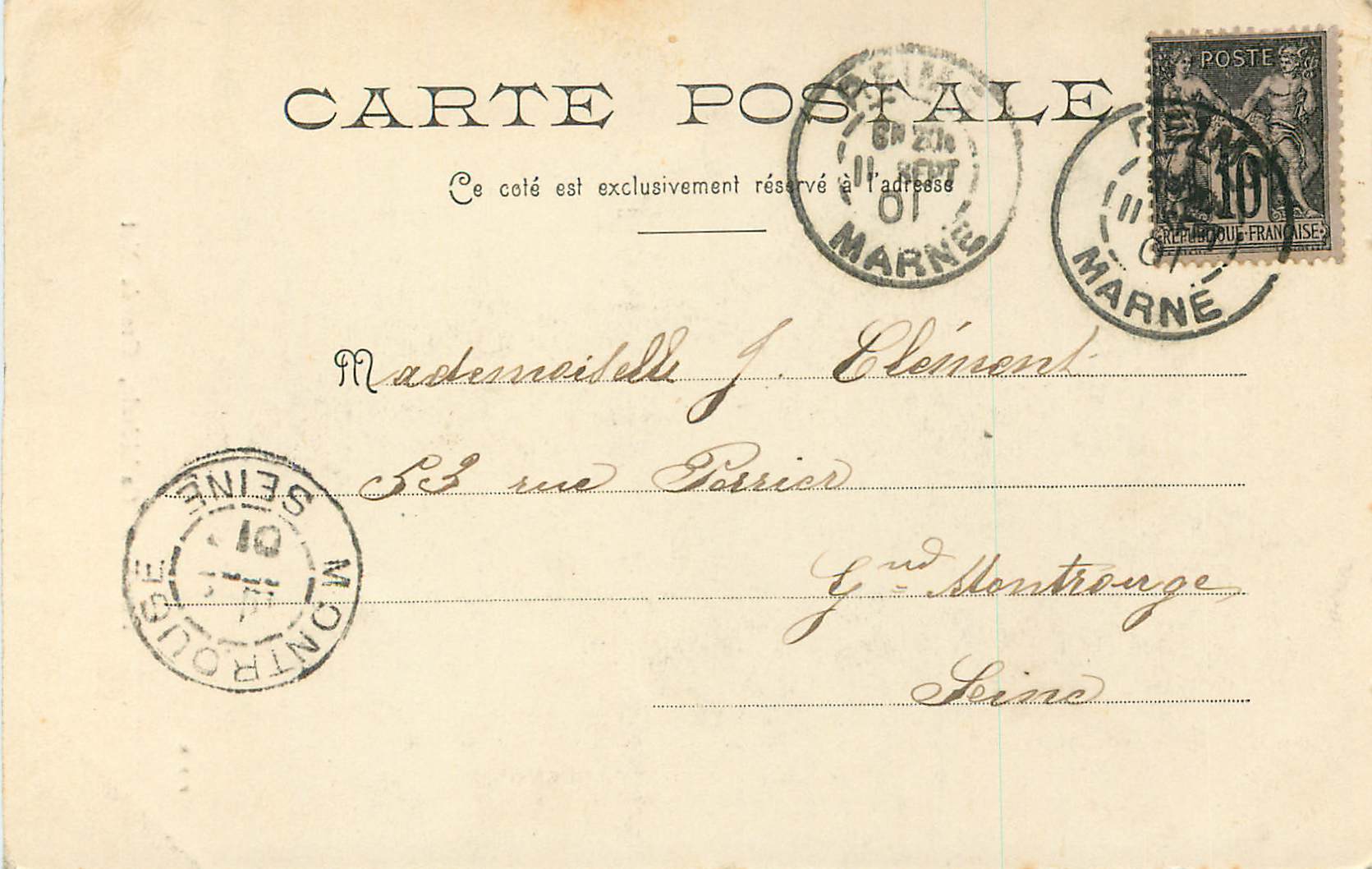 CPA Reims  Cathedrale Grande Nef (carte 1900) — Verso