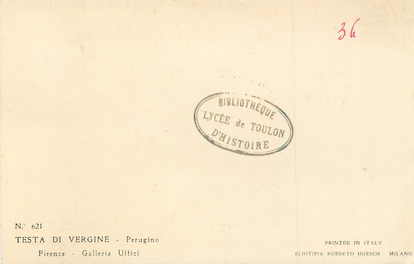 CPA Testa di Vergine perrugino Firenze — Verso