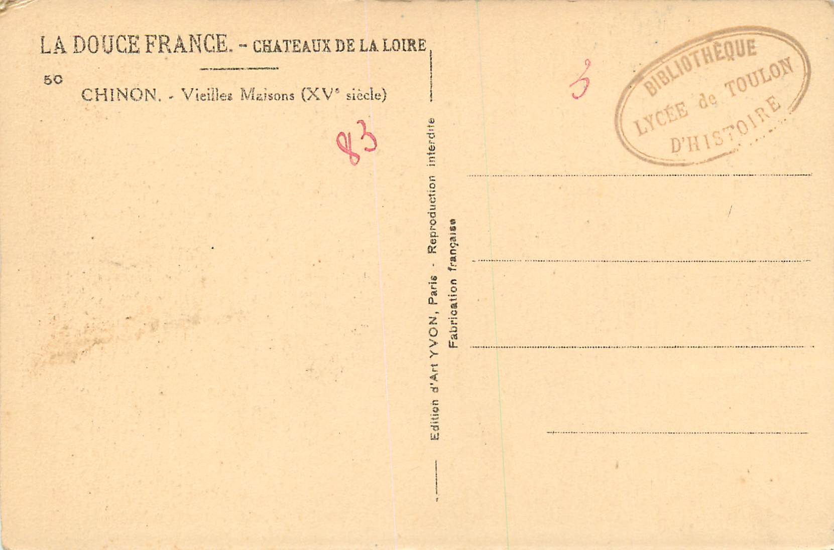 Chinon - Vieilles Maisons (XVe siècle) — Édition d'Art YVON, Paris, n°50 — Reverso