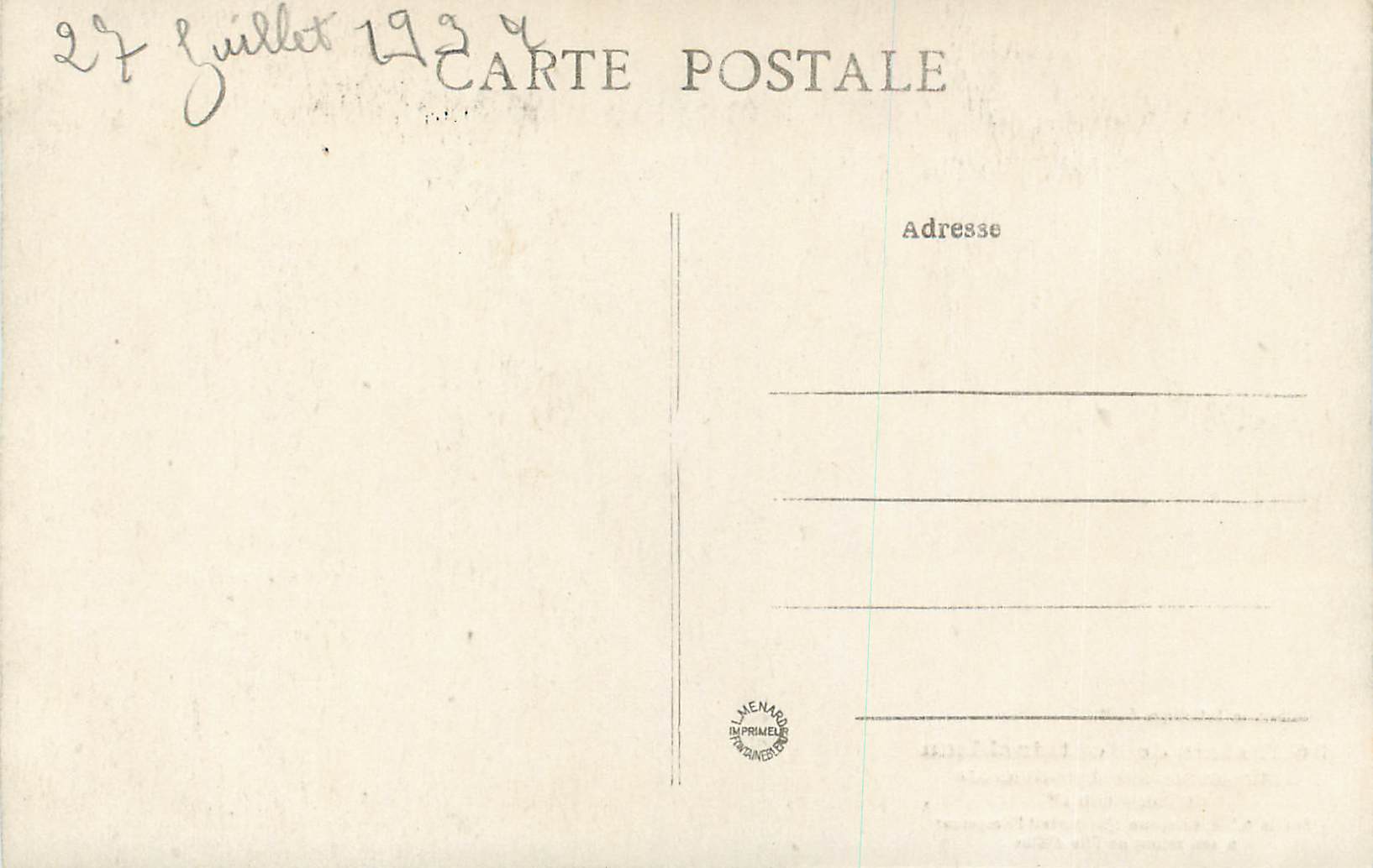 Palais de Fontainebleau — Antichambre des Appartements de Napoléon Ier — Collection Artistique I. M. — Rückseite