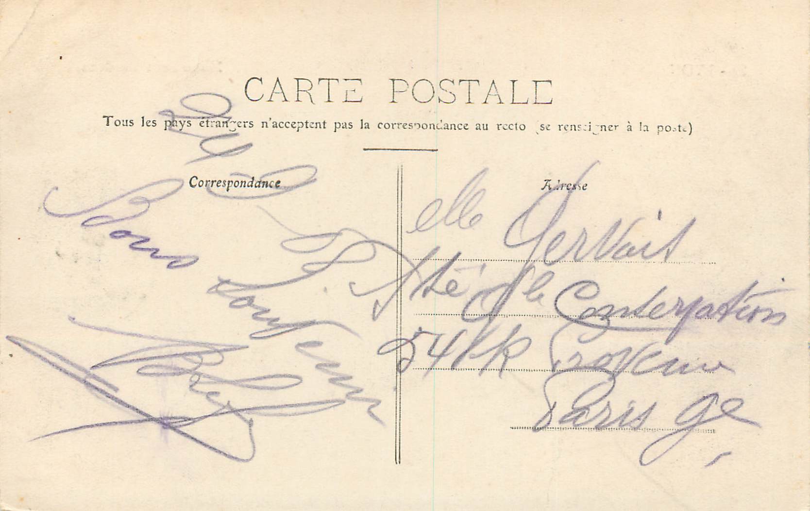 CPA Lyon Monument Burdeau — Verso