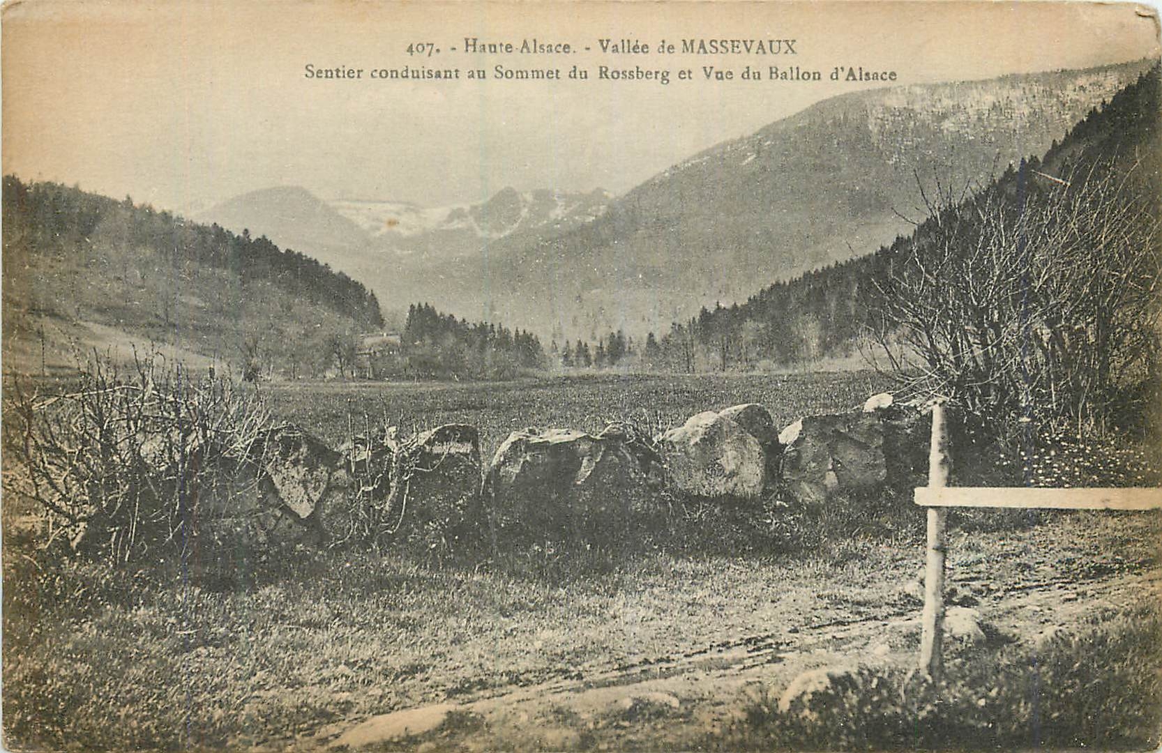 CPA Haute Alsace Vallee de Massevaux Sentier Conduisant au Sommet du Rossberg et vue du Ballon d'Alsace
